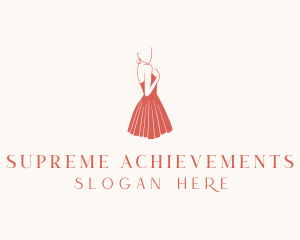 Lady Red Dress Fashion  logo design