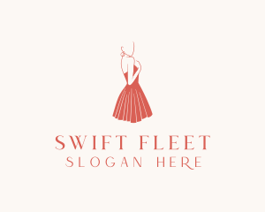 Lady Red Dress Fashion  logo design