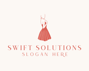 Lady Red Dress Fashion  logo design