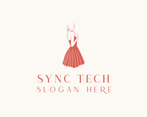 Lady Red Dress Fashion  logo design