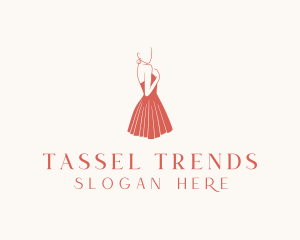 Lady Red Dress Fashion  logo design