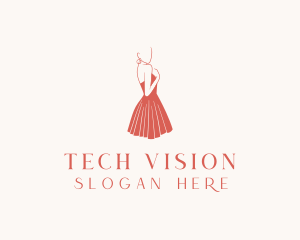 Lady Red Dress Fashion  logo design