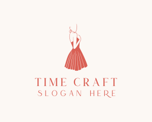 Lady Red Dress Fashion  logo design