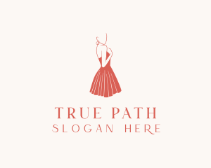 Lady Red Dress Fashion  logo design