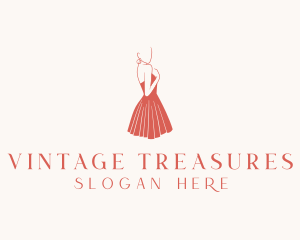 Lady Red Dress Fashion  logo design