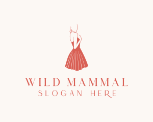 Lady Red Dress Fashion  logo design