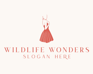 Lady Red Dress Fashion  logo design