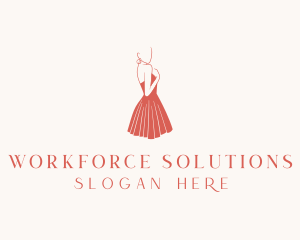 Lady Red Dress Fashion  logo design