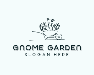 Wheelbarrow Flower Gardener logo design