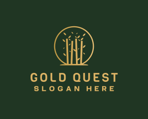 Gold Bamboo Tree Leaves logo design