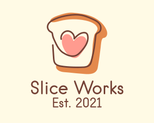 Heart Bread Slice  logo design