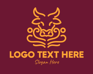 Golden Ox Head logo design