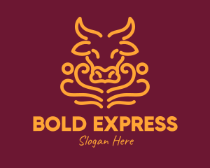 Golden Ox Head logo design