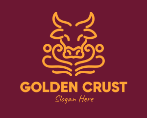 Golden Ox Head logo design