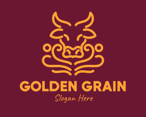 Golden Ox Head logo design