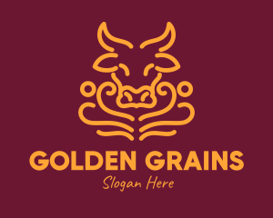 Golden Ox Head logo design