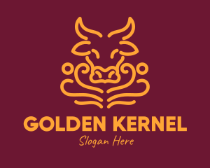 Golden Ox Head logo design