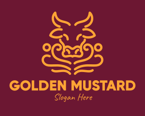 Golden Ox Head logo design