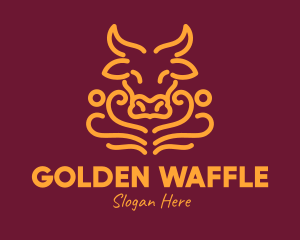 Golden Ox Head logo design