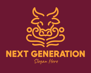 Golden Ox Head logo design