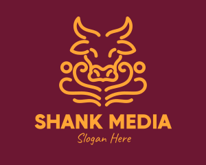 Golden Ox Head logo design