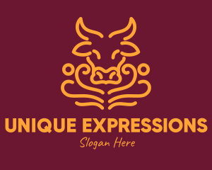 Golden Ox Head logo design