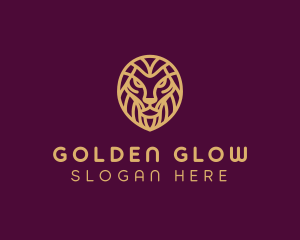 Golden Minimalist Lion logo design