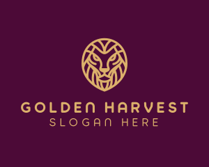 Golden Minimalist Lion logo design