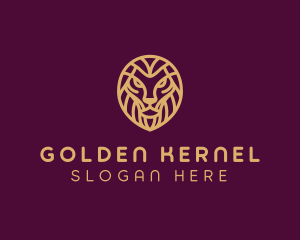 Golden Minimalist Lion logo design