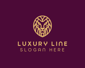 Golden Minimalist Lion logo design