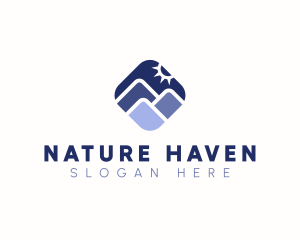 Nature Mountain Sun logo design