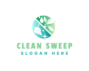 Natural Plant Cleaning Broom logo design