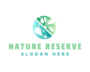 Natural Plant Cleaning Broom logo design