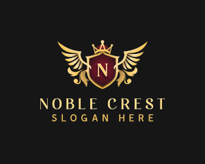 Crest Crown Wings logo design