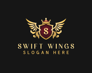 Crest Crown Wings logo design