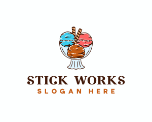 Gelato Ice Cream Dessert logo design