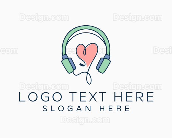 Audio Headphone Heart Logo