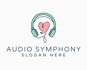 Audio Headphone Heart logo design