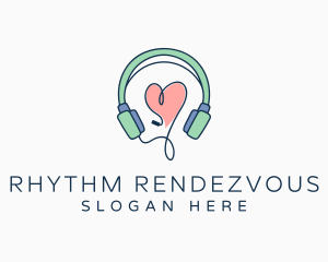 Audio Headphone Heart logo design