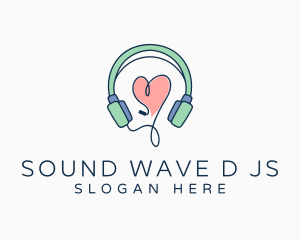 Audio Headphone Heart logo design