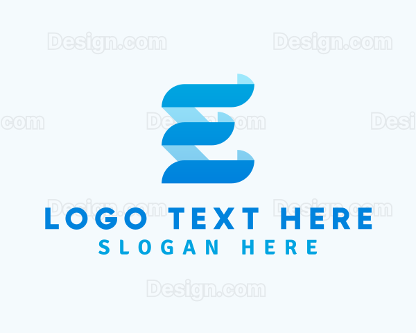 Elegant Ribbon 3D Letter E Logo