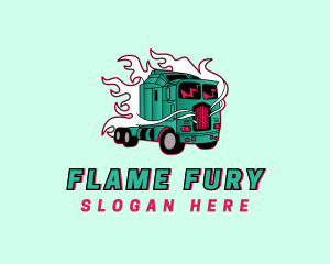 Flame Trailer Truck logo design