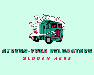 Flame Trailer Truck logo design