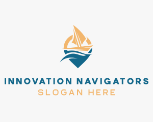 Travel Boat Location Pin logo design