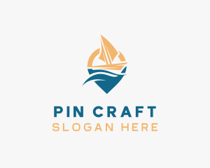 Travel Boat Location Pin logo design