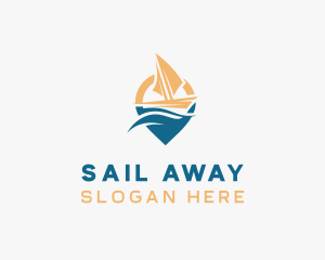 Travel Boat Location Pin logo design