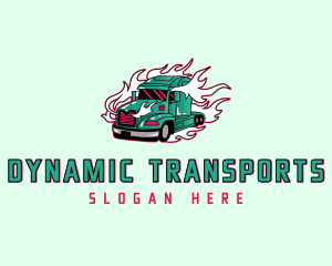 Flaming Freight Truck logo design