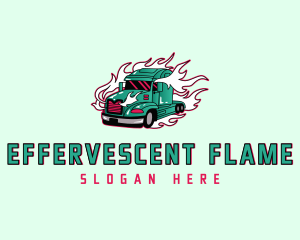 Flaming Freight Truck logo design