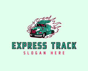 Flaming Freight Truck logo design