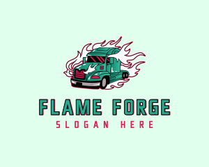 Flaming Freight Truck logo design